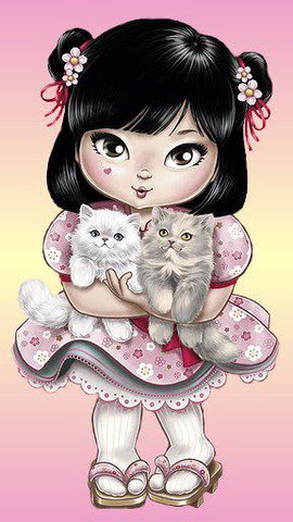 девочка и котята - оригинал