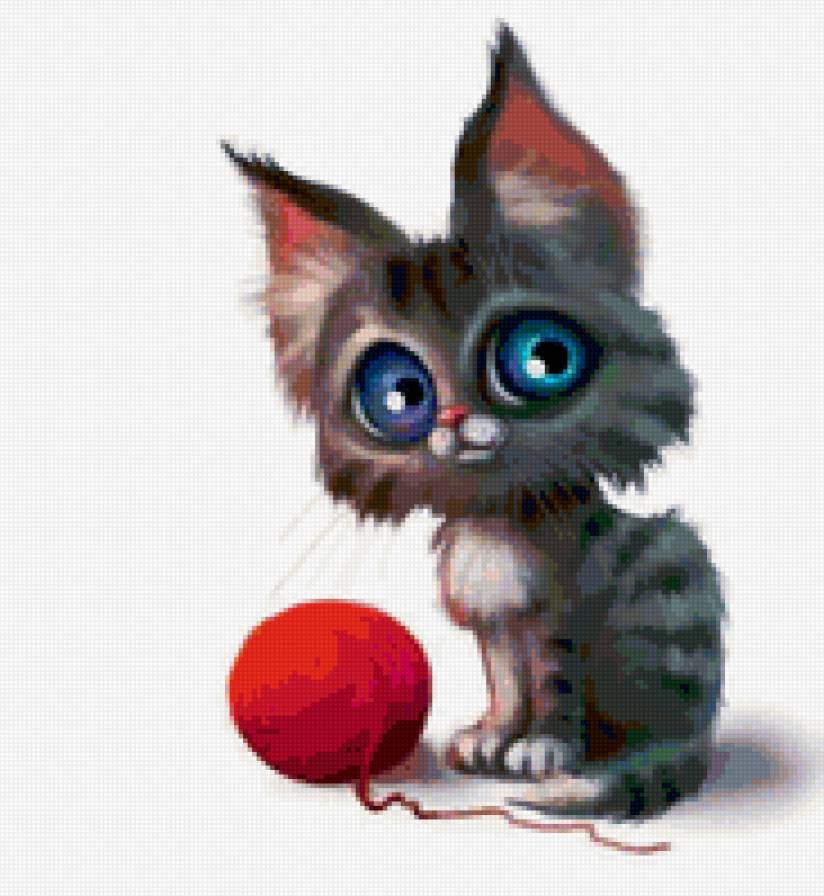 котенок с клубком - предпросмотр