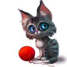 Схема вышивки «котенок с клубком»