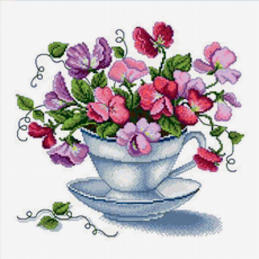 Душистый горошок - букет, цветы, ваза - предпросмотр