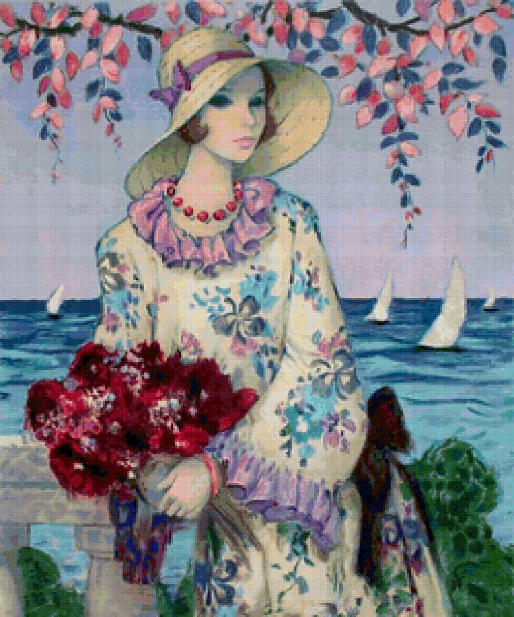 Ретро - francois batet, женский образ, живопись - предпросмотр