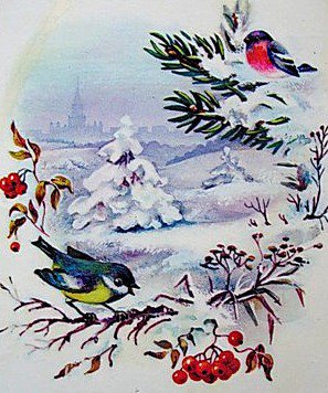 снегирь и синичка - зима, птицы, природа - оригинал