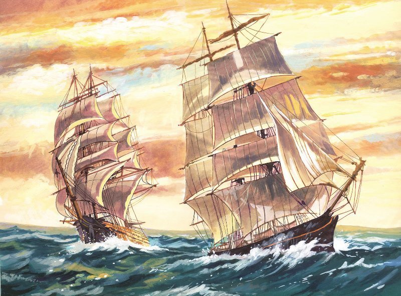 Фрегат - парусник, корабль, море - оригинал