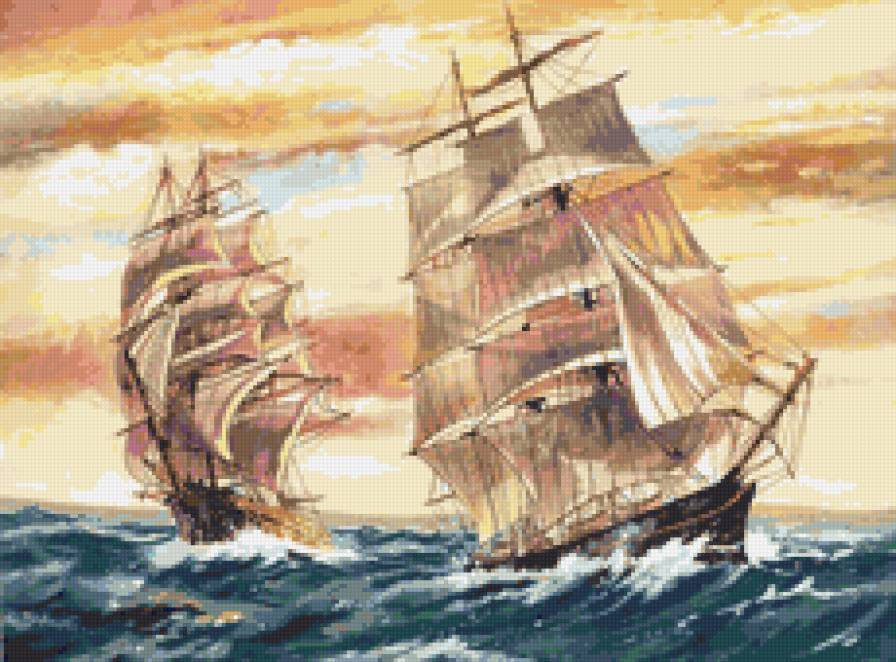 Фрегат - корабль, парусник, море - предпросмотр