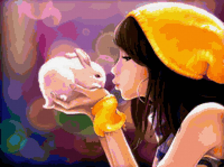 Девочка с кроликом - девочка, кролик, животные - предпросмотр