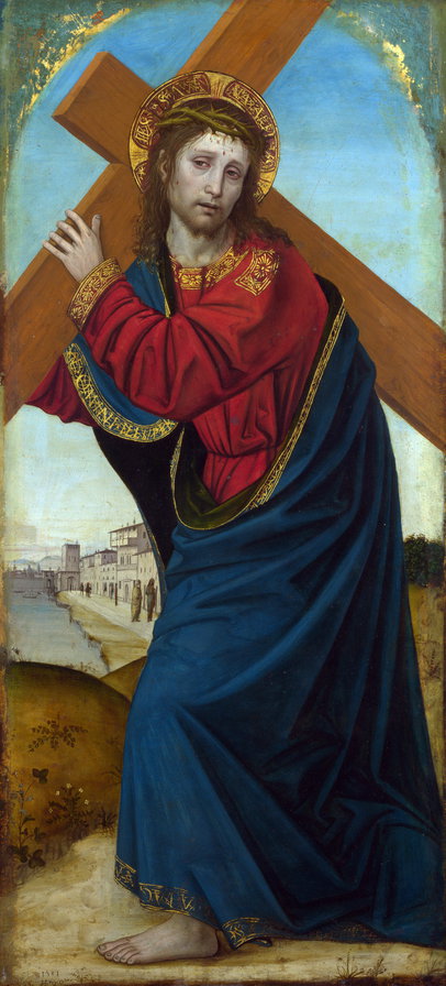 Ambrogio Bergognone - Christ carrying the Cross - икона, христианство, мужчина, религия - оригинал