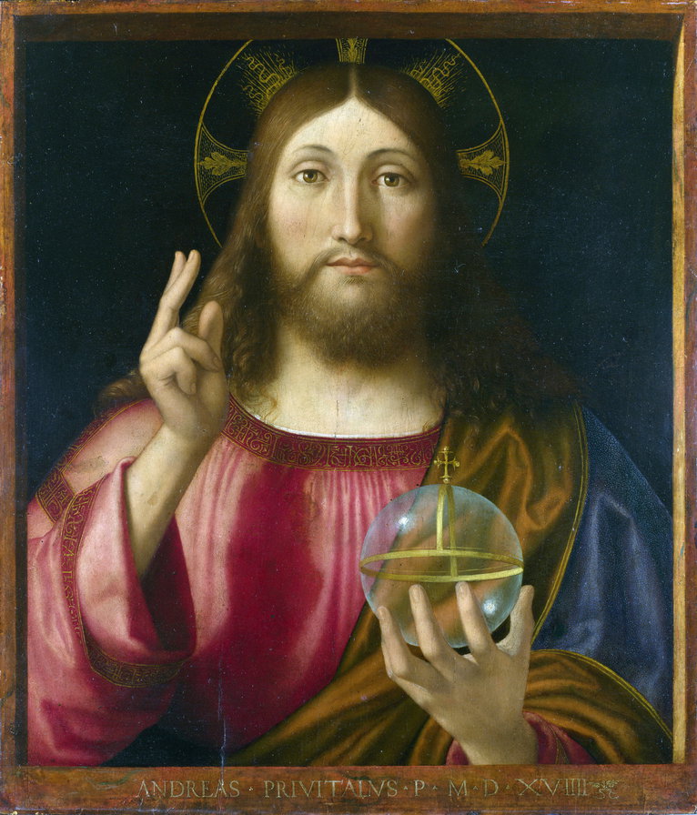 Andrea Previtali - Salvator Mundi - христианство, икона, живопись, мужчина, религия - оригинал