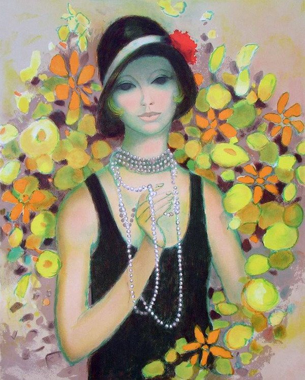 Ретро - francois batet, женский образ, живопись - оригинал