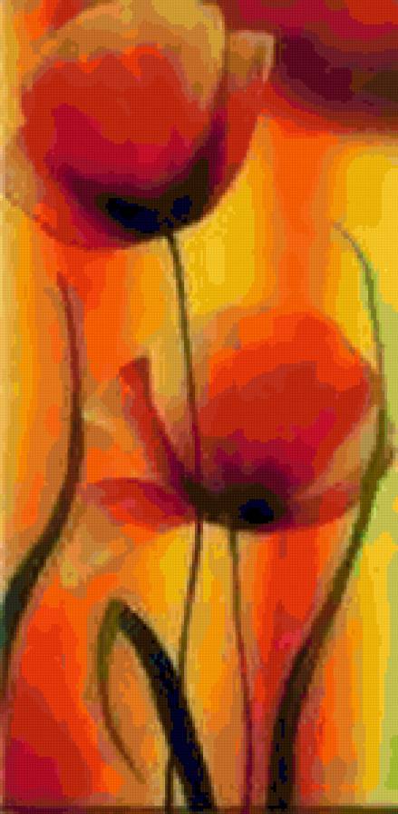 Триптих "Маки" - цветы, маки - предпросмотр