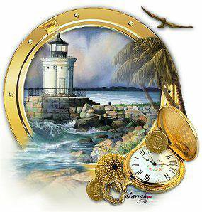 Маяк - маяк, пейзаж, море, часы, живопись - оригинал