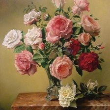 Оригинал схемы вышивки «Розы в вазе» (№121540)