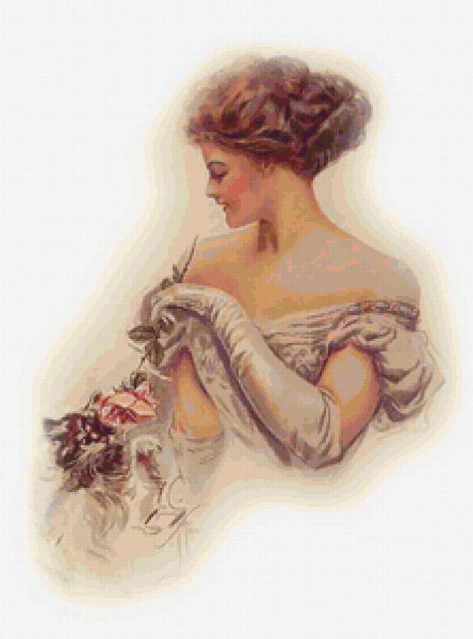 Серия "Портрет" - девушка, кошки, роза - предпросмотр