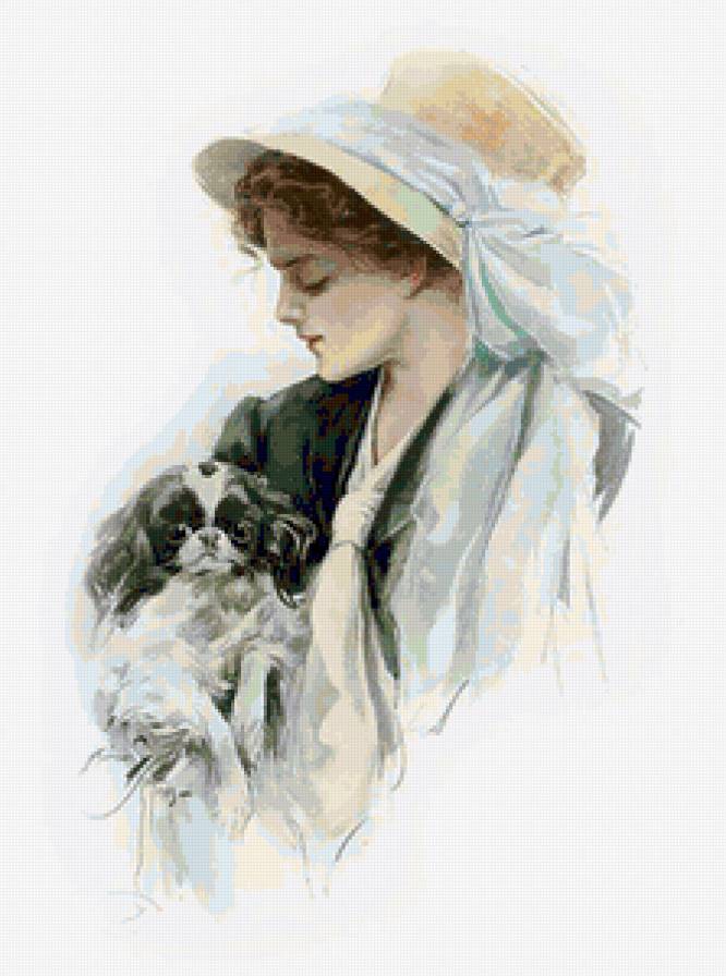 Серия "Портрет" - девушка, животные, собаки - предпросмотр