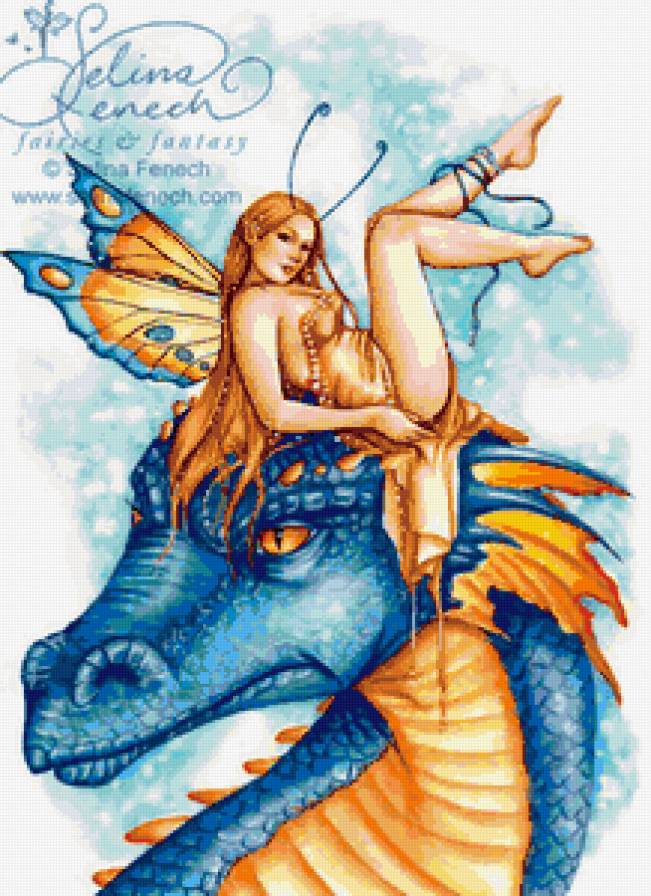 девушка-бабочка и дракон - девушки, драконы, мифология, фея, фентези, образ - предпросмотр