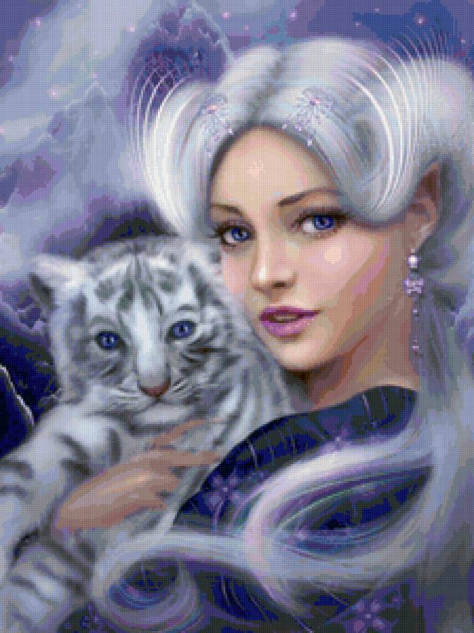 №121736 - тигр, девушка, животные, котята, люди - предпросмотр