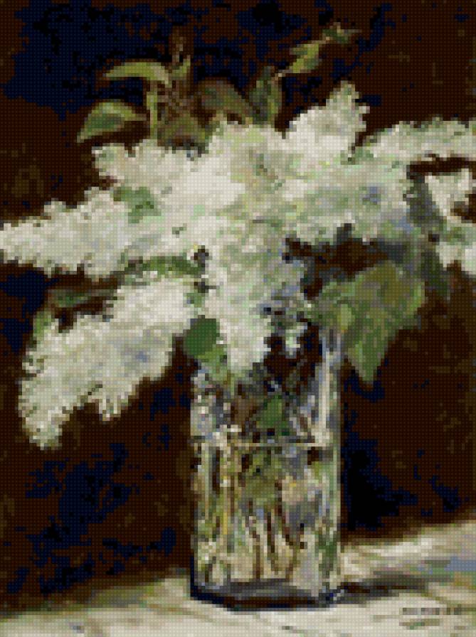 Цветы сирени - репродукция, цветы, картина - предпросмотр