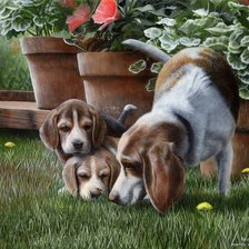 Схема вышивки «собака со щенками»