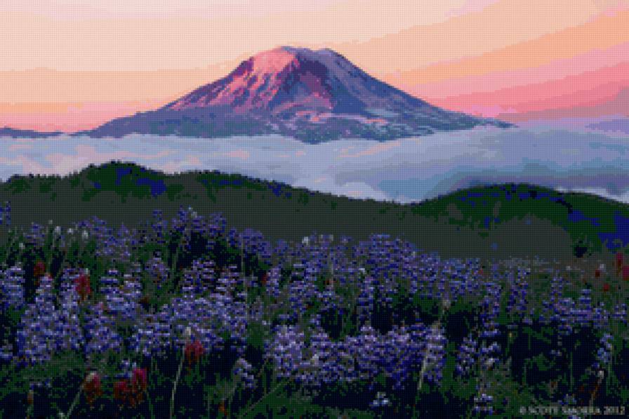 №122383 - пейзаж, цветы, горы - предпросмотр