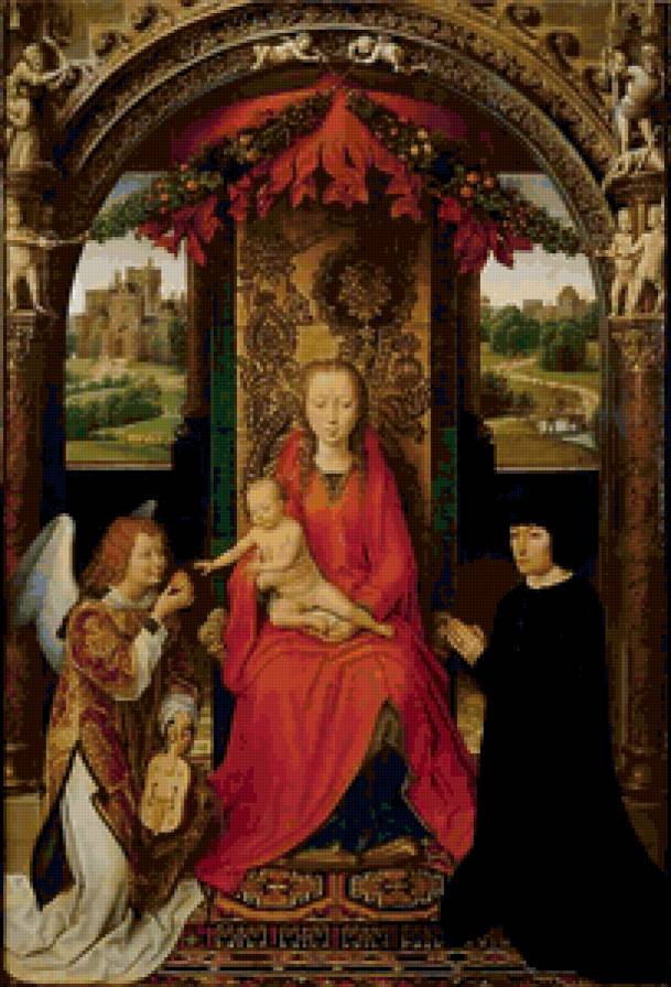 богоматерь с младенцем-2ч - триптих, живопись, святая, девушка, икона, картина - предпросмотр