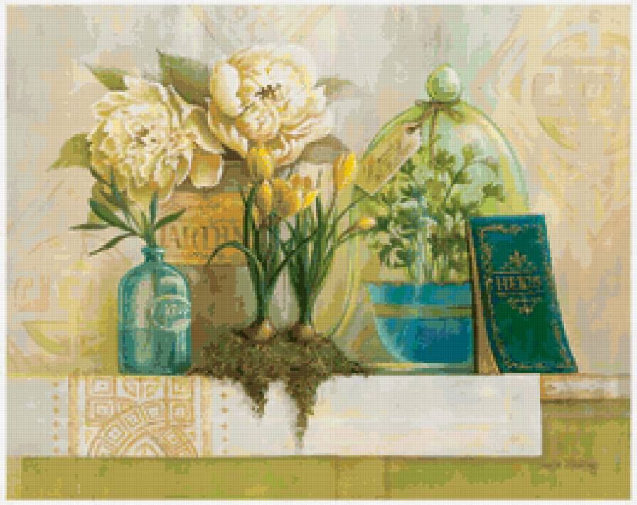 Цветочный винтаж - angela staehling, живопись - предпросмотр