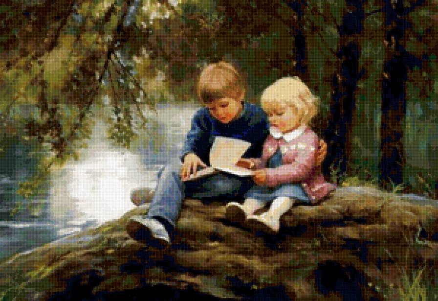 Серия "Очаровашки" - пейзаж, лето, река, дети - предпросмотр