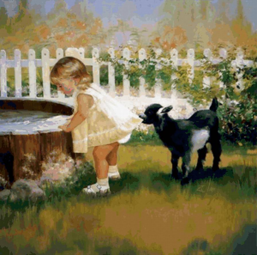 Серия "Очаровашки" - козы, дети, животные, девочка, лето - предпросмотр