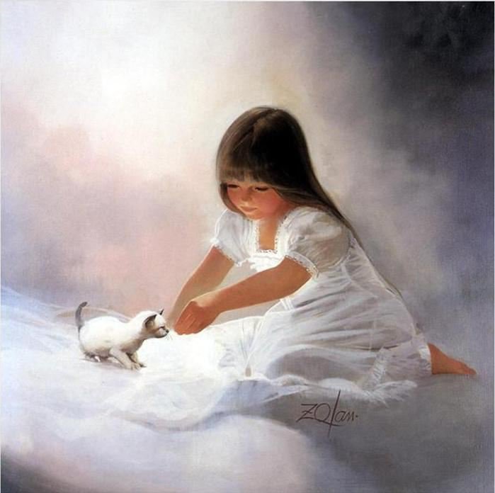 Серия "Очаровашки" - животные, кошки, девочка, котята, дети - оригинал