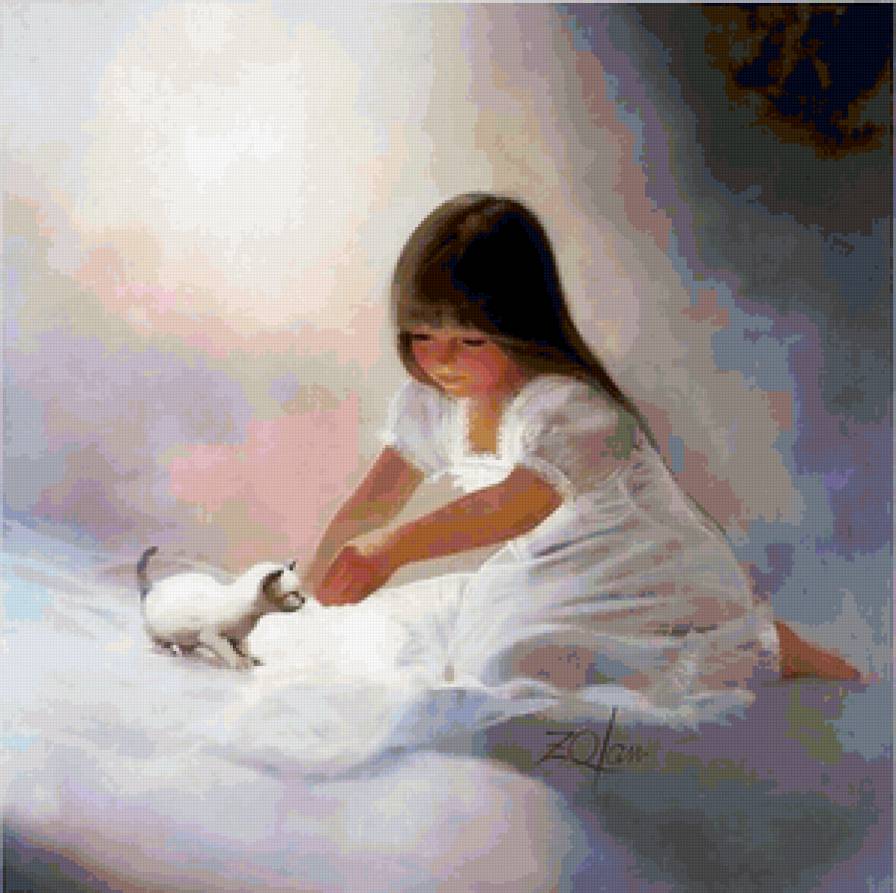 Серия "Очаровашки" - кошки, девочка, животные, дети, котята - предпросмотр