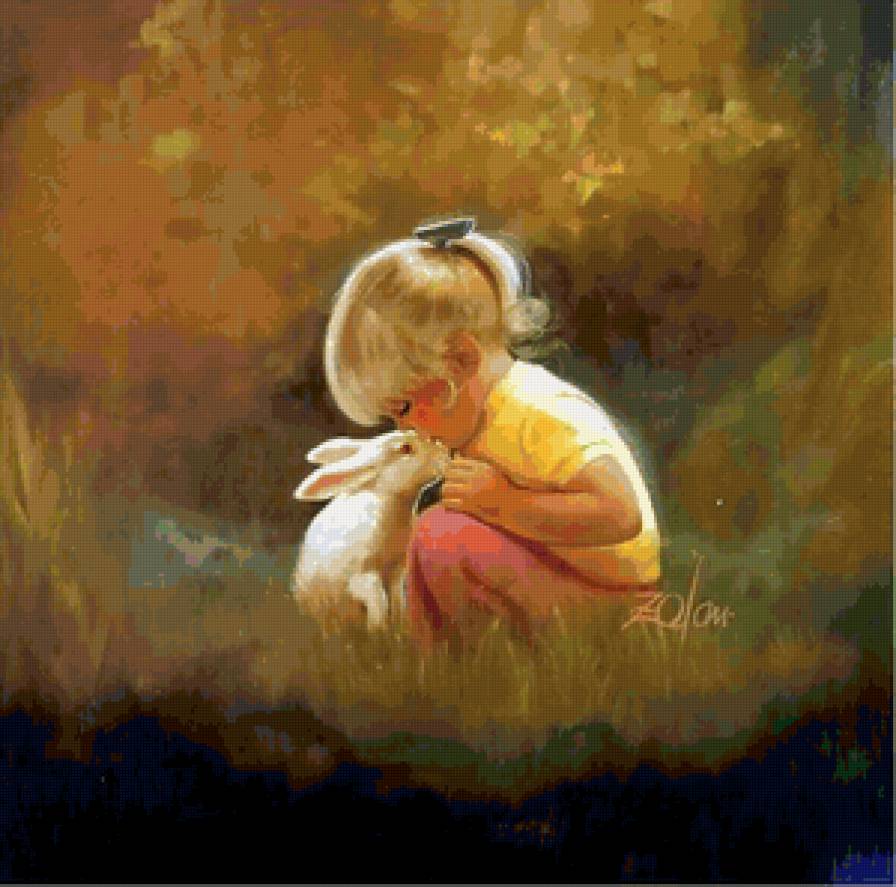 Серия "Очаровашки" - девочка, кролики, зайцы, животные, дети - предпросмотр