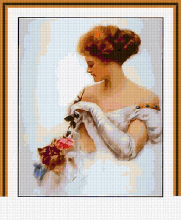 Серия "Портрет" - кошки, розы, животные, цветы, девушка - предпросмотр