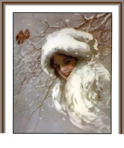 Серия "Портрет" - птицы, девушка, зима - оригинал