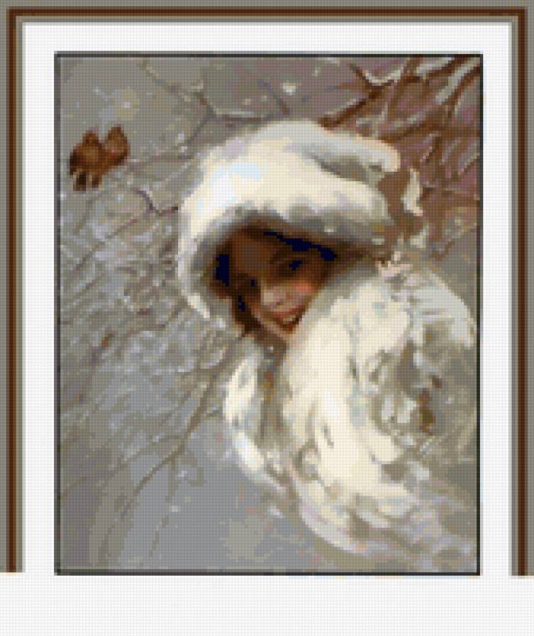 Серия "Портрет" - птицы, зима, девушка - предпросмотр