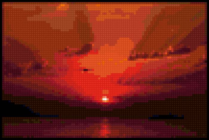 Кирпичный закат - корабль, море, вечер, солнце, пейзаж - предпросмотр