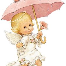Оригинал схемы вышивки «ангелок с зонтиком» (№123494)