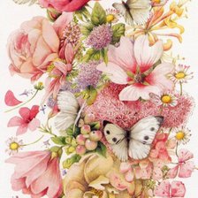 Оригинал схемы вышивки «бабочки и цветы» (№123497)