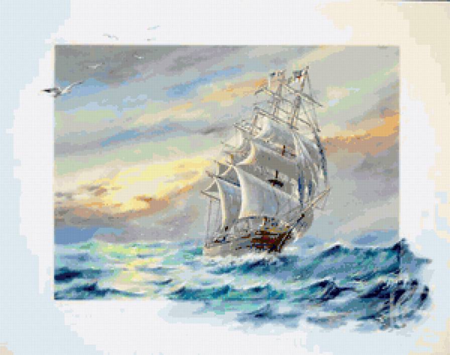 Серия "Пейзаж. Море" - пейзаж, корабль, море - предпросмотр