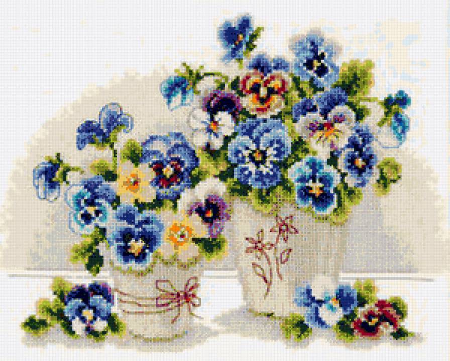 Анютки - фиалки, панно, виола, анютки, анютины глазки, цветы - предпросмотр