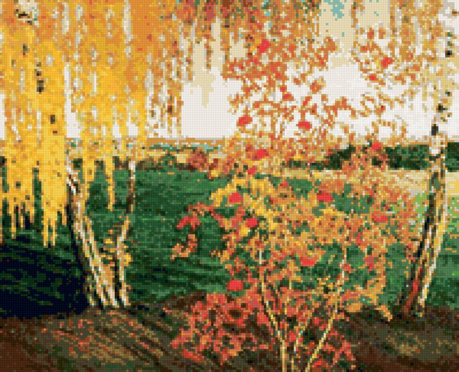 Рябинка (худ. Грабарь) - осень, рябина, береза, природа, живопись, пейзаж - предпросмотр