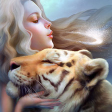 Схема вышивки «девушка и тигр»