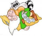 Сладкий сон - гномик, животные, открытка, мультяшки - оригинал