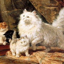 Кошка с котятами (фрагмент)