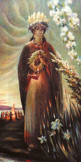 триптих славянский л.ч. - девушка, панно, картина - оригинал