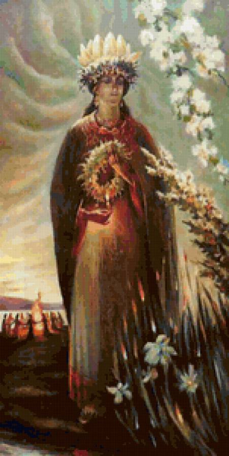 триптих славянский л.ч. - картина, девушка, панно - предпросмотр