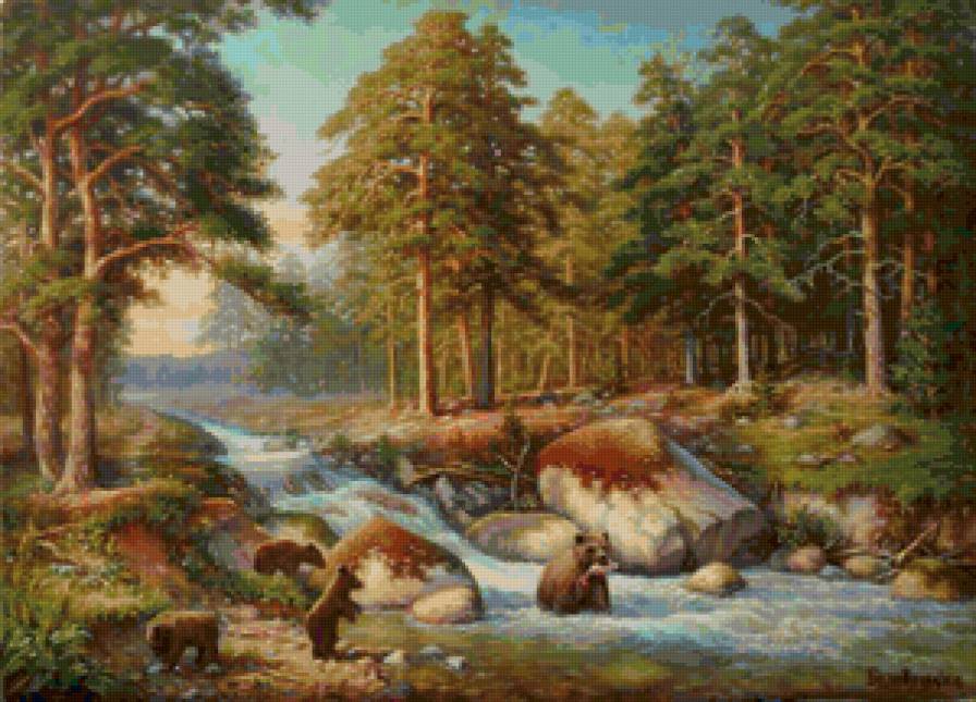 Пейзаж, медведи - медведи, пейзаж - предпросмотр