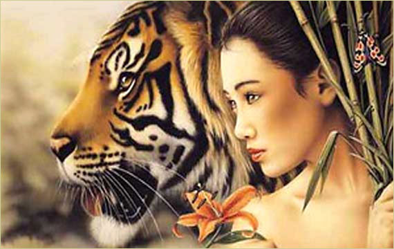 №126066 - девушка и тигр - оригинал