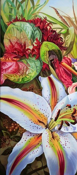 триптих лилии 1 - цветы, орхидеи, лилии - оригинал