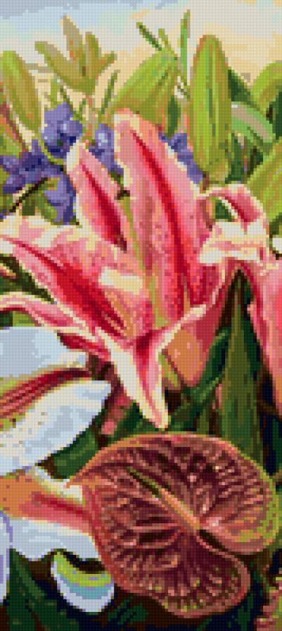 триптих лилии 2 - орхидеи, цветы, лилии - предпросмотр