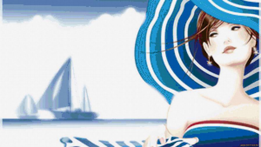 Картинка "Девушка на море" - море, девушка, картинка - предпросмотр