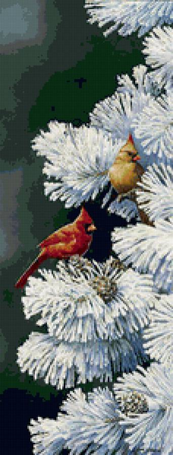 В лесу - птицы, пейзаж, живопись - предпросмотр