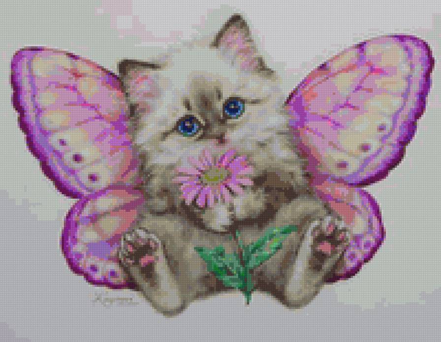 Котенок-бабочка - кошка - предпросмотр